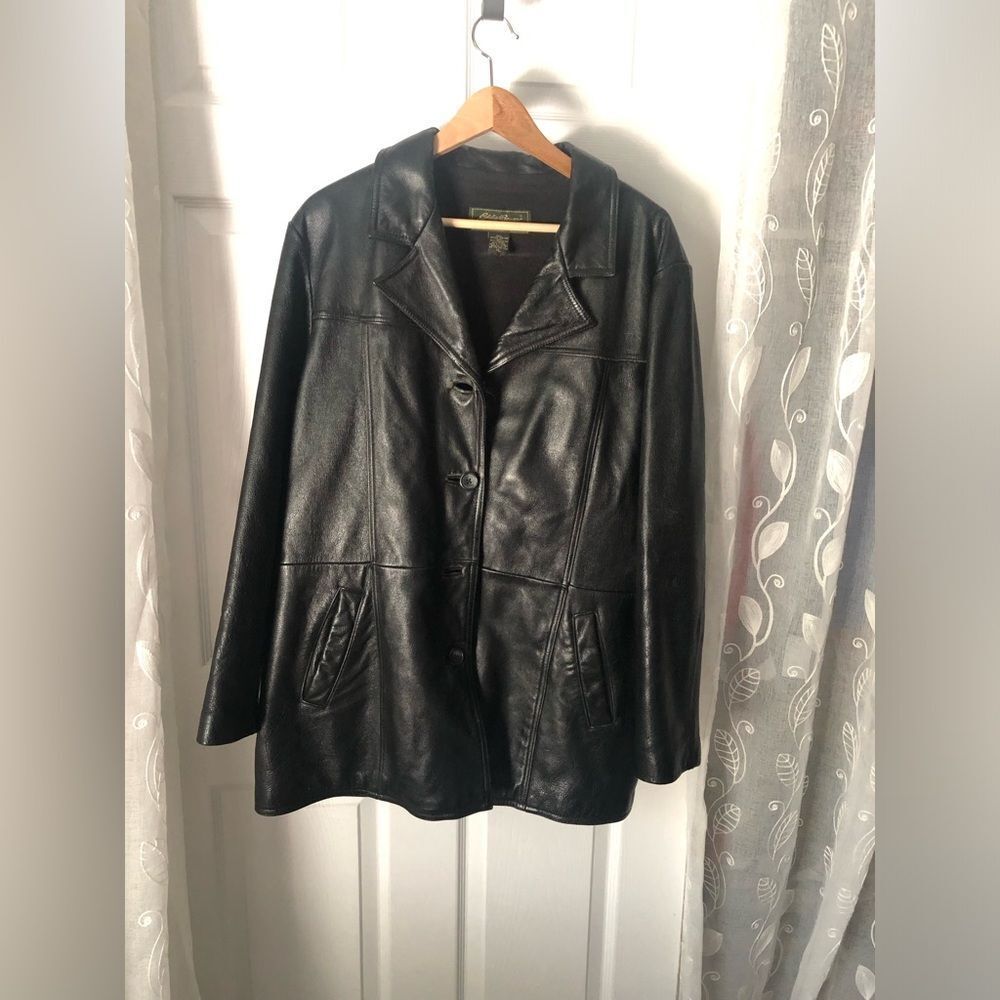 Vintage Eddie Bauer Leather Jacket Coat women size XL 100% Rindsleder Leather